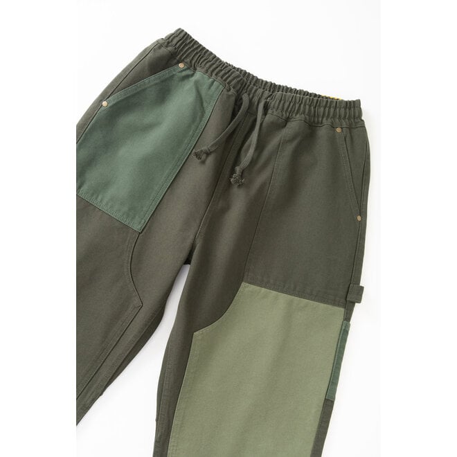 Patchwork Utility Chef Pants in Green
