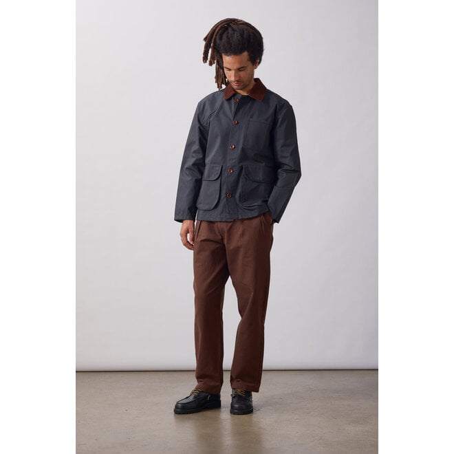Waxed Barn Coat in Black