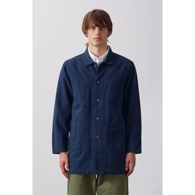 Canvas Long Shop Coat in Dark Navy