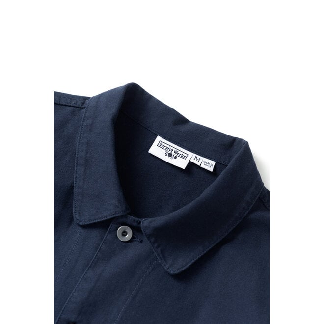 Canvas Long Shop Coat in Dark Navy