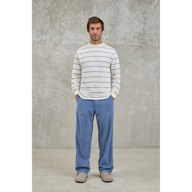 Feijo Light Sweatshirt in Ecru/Grape Stripes