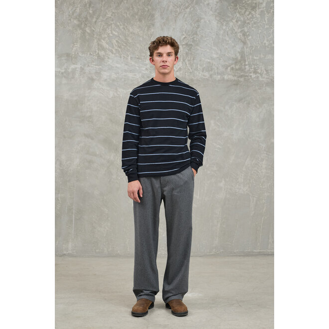 Feijo Light Sweatshirt in Black/Blue Stripes