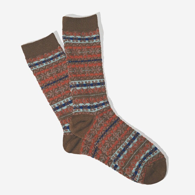 Reverse Fair Isle JQ Crew in Brown