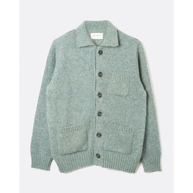 Station Cardigan in Shaggy Aqua Blue