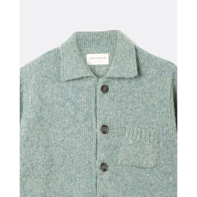 Station Cardigan in Shaggy Aqua Blue