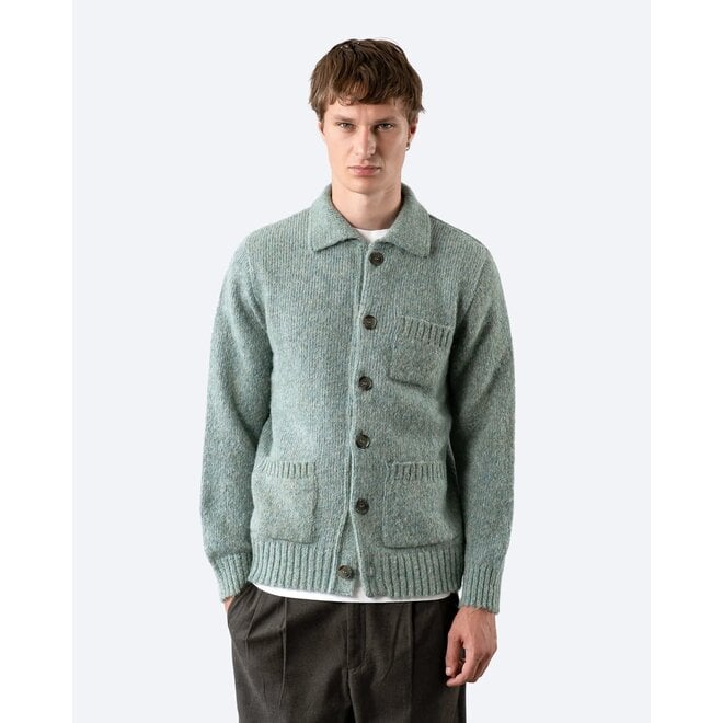 Station Cardigan in Shaggy Aqua Blue