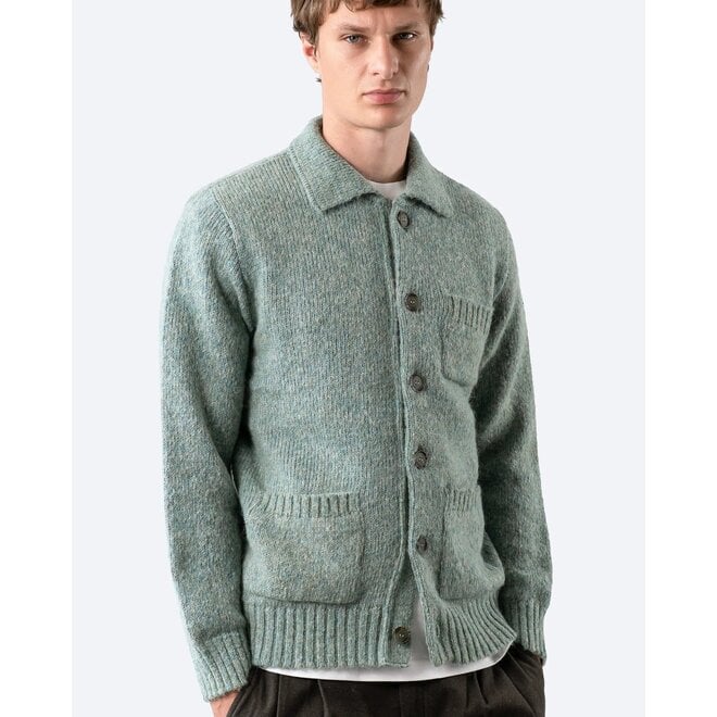 Station Cardigan in Shaggy Aqua Blue