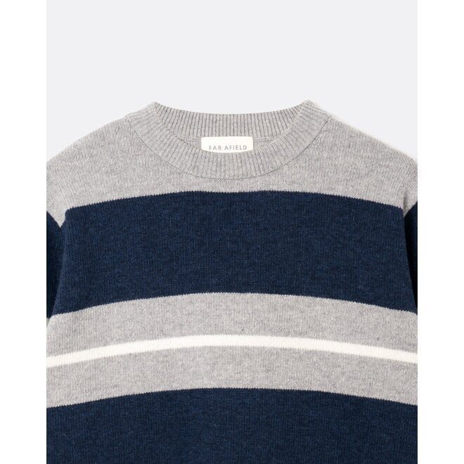 Combin Stripe Knit in Grey/Navy