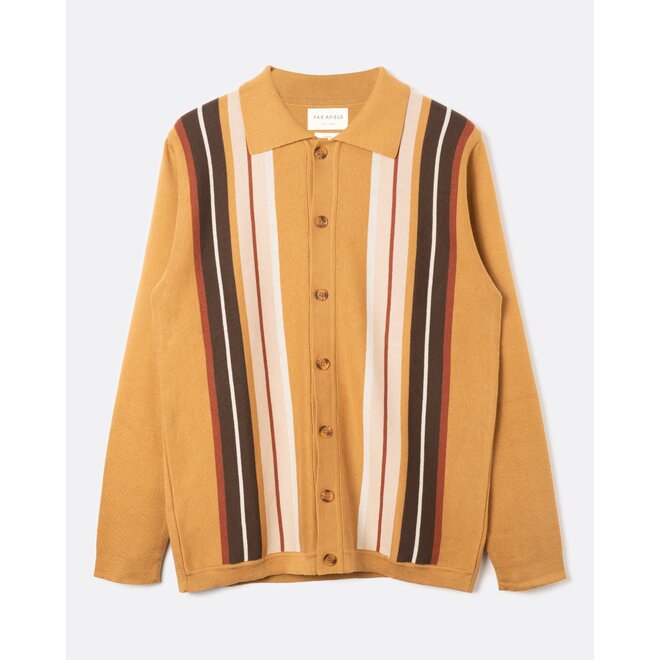 Zigger Knit Shirt in Camel/Multi
