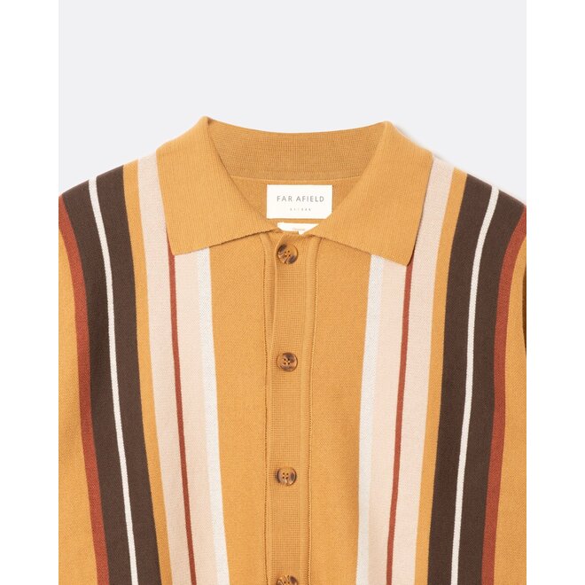 Zigger Knit Shirt in Camel/Multi
