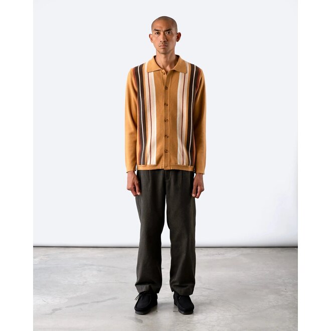 Zigger Knit Shirt in Camel/Multi