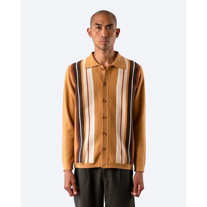 Zigger Knit Shirt in Camel/Multi
