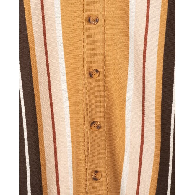 Zigger Knit Shirt in Camel/Multi