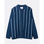 Zigger Herringbone Knit Shirt in Navy/Blue
