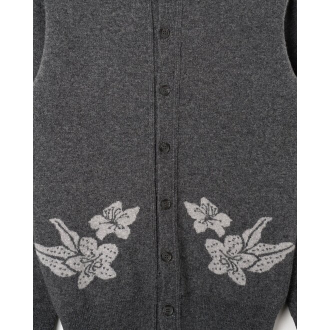 Albers Cardigan in Grey Flowers