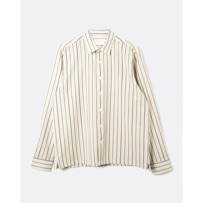 Pennon Striped Shirt in Stone Grey