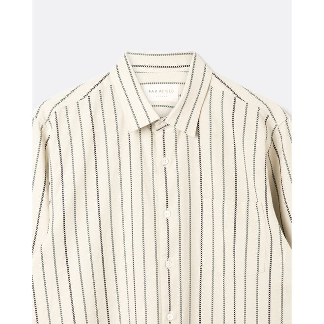 Pennon Striped Shirt in Stone Grey