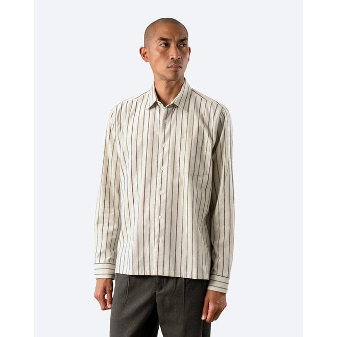 Pennon Striped Shirt in Stone Grey