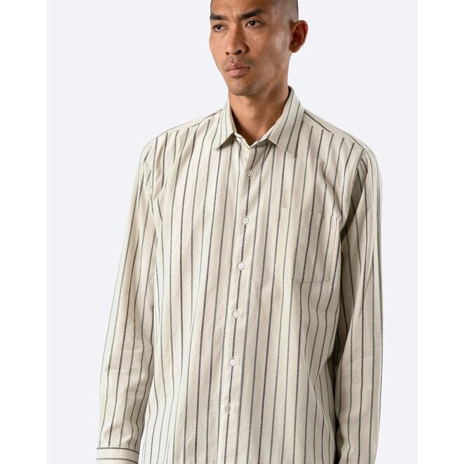 Pennon Striped Shirt in Stone Grey