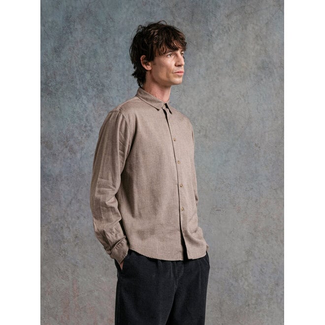 Dirleton Herringbone Shirt in Brown