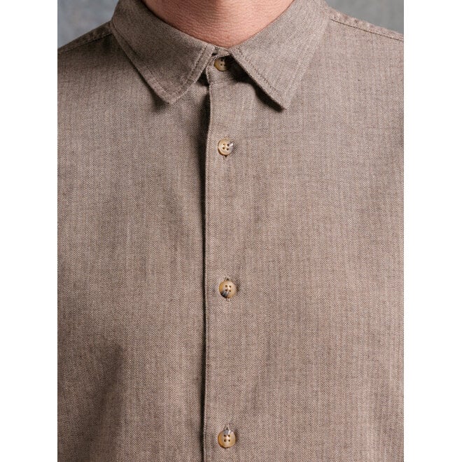Dirleton Herringbone Shirt in Brown
