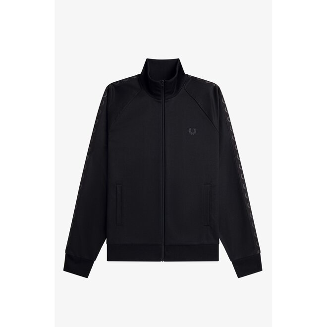 Contrast Taped Track Jacket in Black