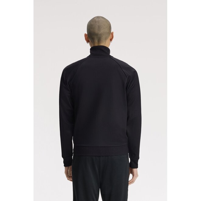 Contrast Taped Track Jacket in Black