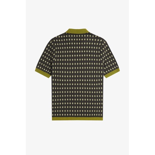 Open Collar Jacquard Knitted Shirt in Anchor Grey