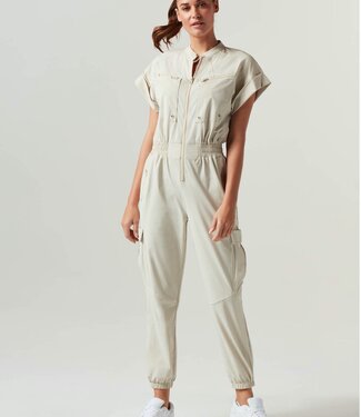 Blanc Noir Beige Stretch Jumpsuit Bettina s of Los Gatos