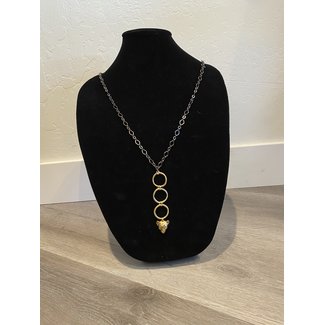 Lula 'n' Lee 32 inch Two Tone Necklace w/ Cheetah Pendant