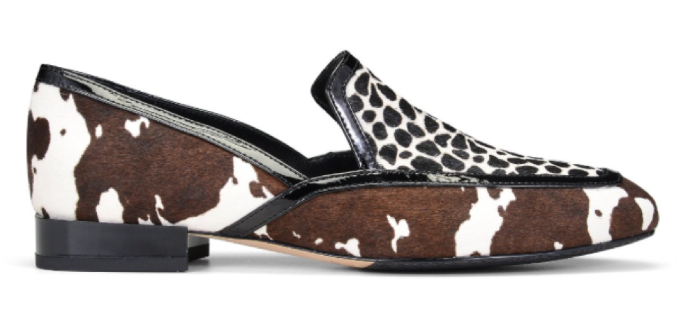Donald Pliner Rezza Hair Calf Loafer Bone /Black with Patent detail - Bettina's of Los Gatos Donald Pliner Rezza Hair Calf Loafer Bone /Black with Patent detail - Bettina's of Los Gatos