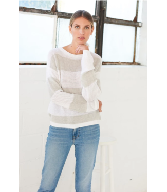 Stitch & Needle Lightweight Grey & White Stripe Sweater