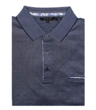 codice Textured Blue Polo With Floral Accents