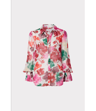 Milly Lacey Watercolor Blouse Pink