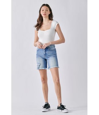 Cello High Rise Distressed Bermuda 