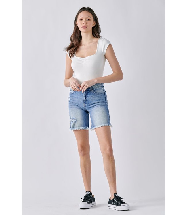Cello High Rise Distressed Bermuda 