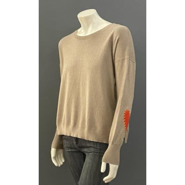 Mink Sweater with Heart Elbow Patch