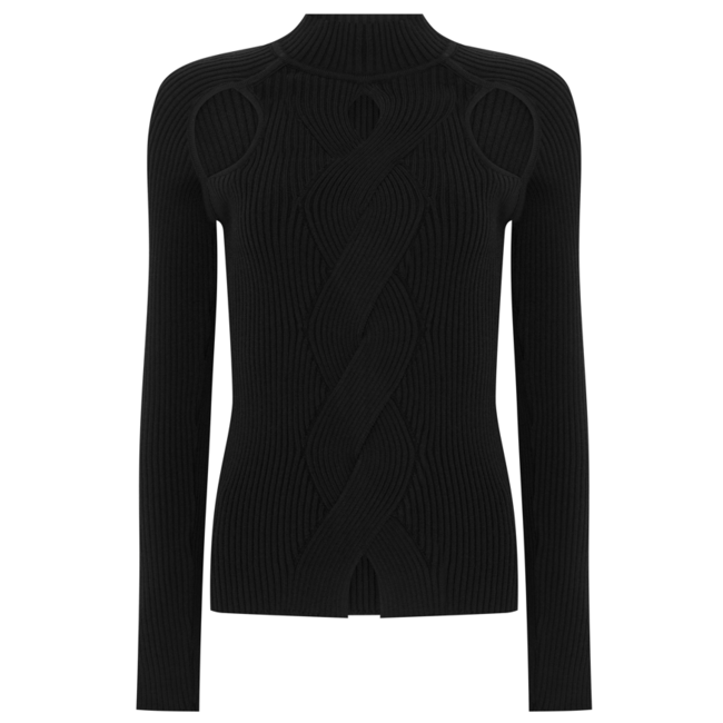 Paola Bernardi Black Alete Slit Shoulder Sweater
