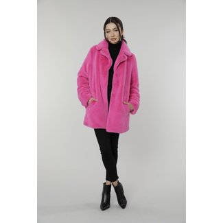 dolce Cabo Faux Fur Long Coat Hot Pink