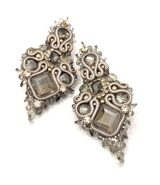 Theia Gold/Grey Long Statement Earring