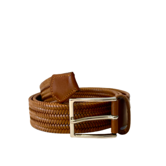 LANDES Women's Leather Belt with Brass Buckle