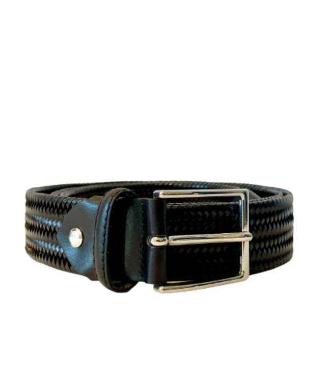 Braided Black Stretch Leather Belt