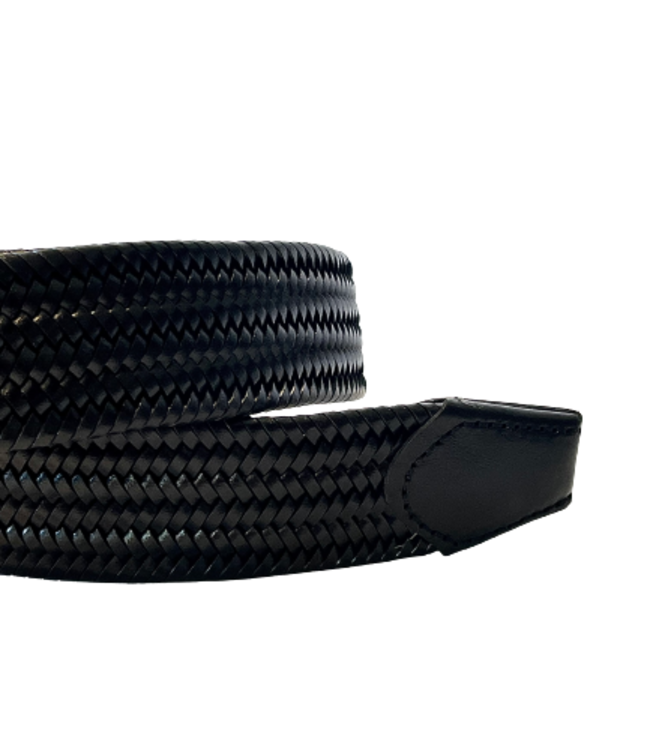 Braided Black Stretch Leather Belt