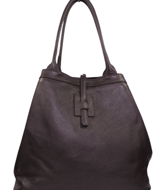 HHB Italian Dark Brown Leather Triangle Bag