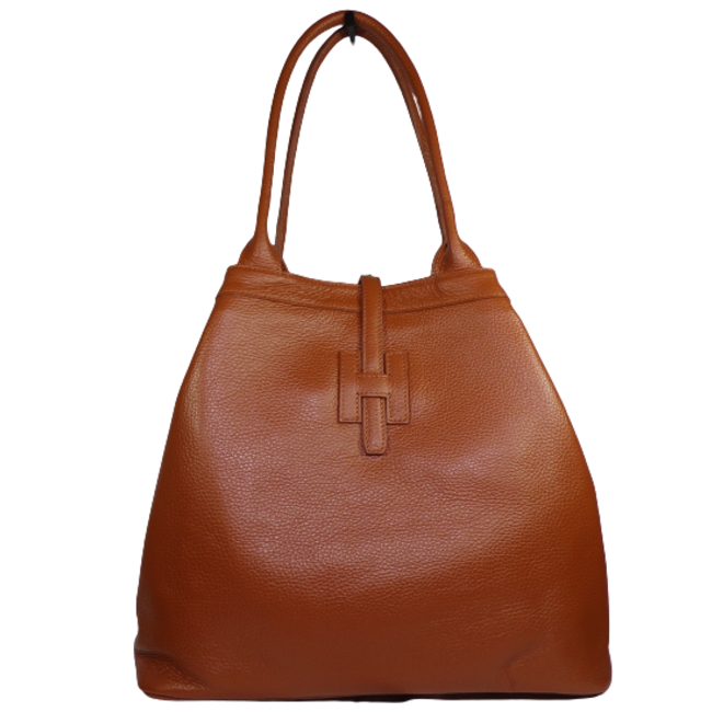 Italian Cognac Leather Triangle Bag - Bettina's of Los Gatos