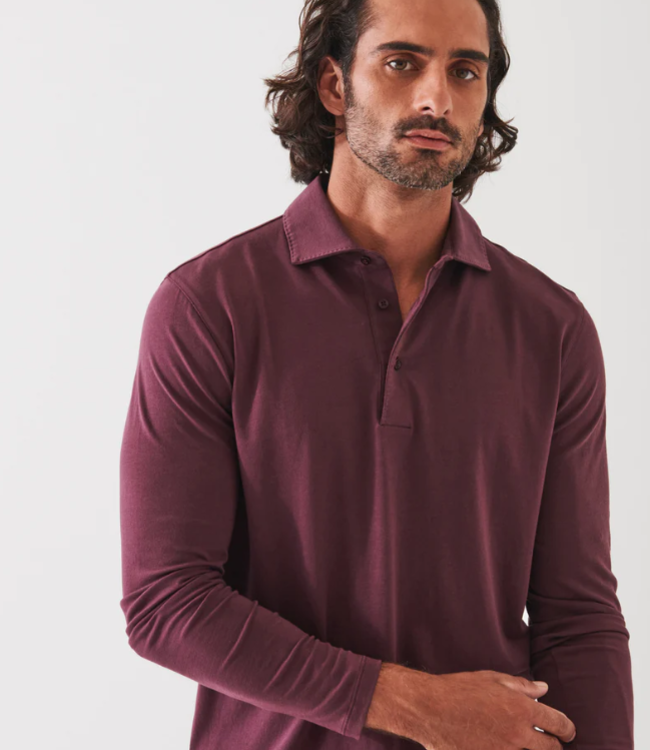 Patrick Assaraf Iconic Polo L/S Wine