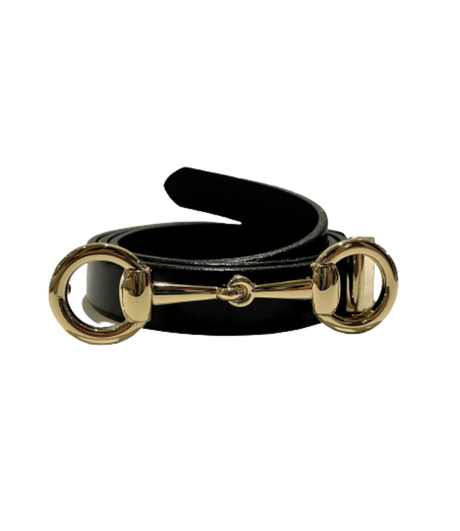 Medike Landes Black Skinny with Horsebit Buckle