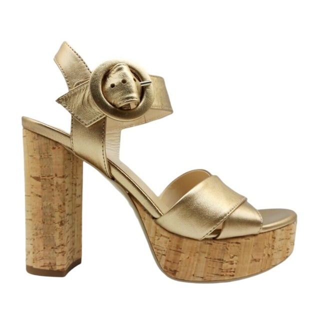 Nero Giardini Gold Cork Platform Sandal