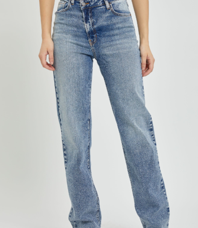 Cello Hi Rise Crisscross Straight Denim