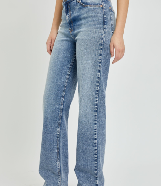 Cello Hi Rise Crisscross Straight Denim